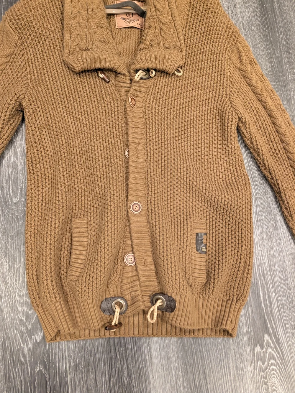 Men's Cable-Knit Shawl Collar Sweater Cardigan - Brown